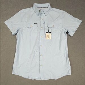 Poncho performance shirt Mens large slim fit caped button closure baby blue